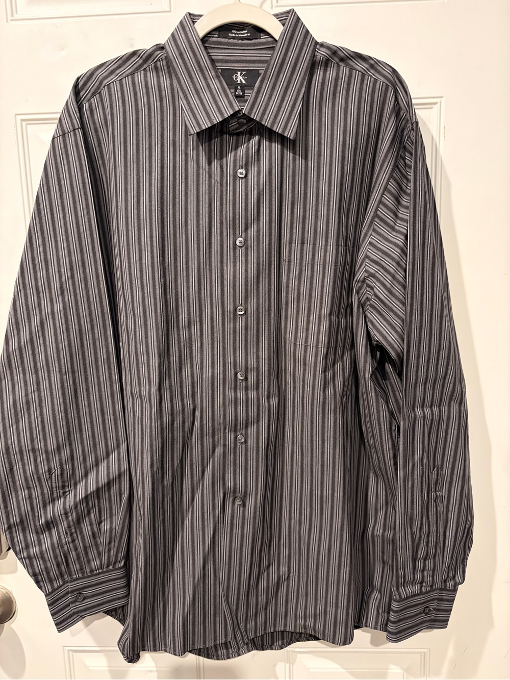 Calvin Klein Men’s Striped Black and Gray Dress Shirt
